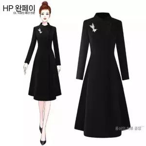 여자 검정 모직 코트 스튜어디스 프런트 유니폼 주얼리 작업복 모직코트 숍 매점 프로 원픽1