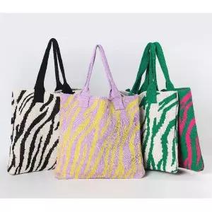 여성 패션 지브라 패션 토트백 니트 숄더백 신사 가방 쇼퍼백