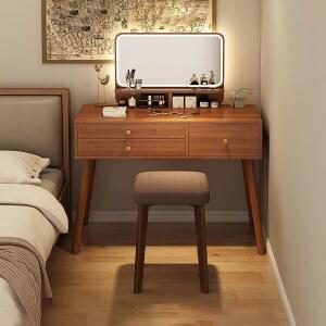 조명이 있는 화장대 거울이 있는 나무 화장대, 쿠션이 있는 의자가 있는 현대식 화장대, 쿠션이 있는 의자와 조명이 있는 여성용 여자 침실 욕실 화장대. (80x40x135cm)