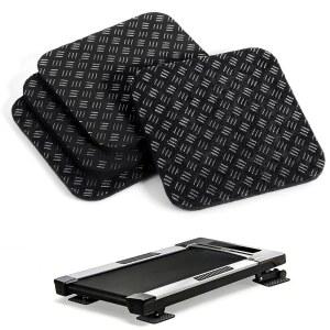 러닝머신 매트 패드, 4개의 PCS 미끄럼 방지 워킹 패드 매트 고무 폼 고정식 자전거 매트 소음을 줄여주는 운동용 자전거 러닝머신 카펫 하드우드 바닥 보호, 블랙