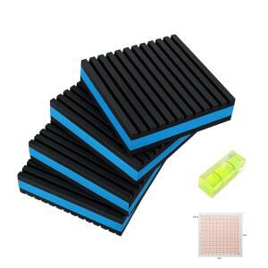 4P 방진 패드 4인치 X 4인치 X 7/8인치 방음 리브 고무 매트, EVA 센터, 공기 압축기용 고강도 방진 패드, 에어컨, 러닝머신, HVAC 세탁기 건조기