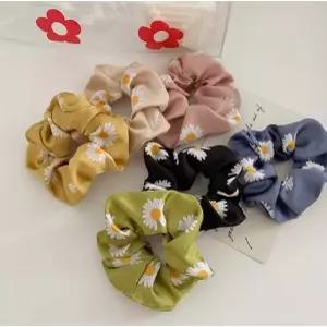 [리즈자나] 데이지 플라워 스크런치 미니 곱창 밴드 머리끈 헤어끈