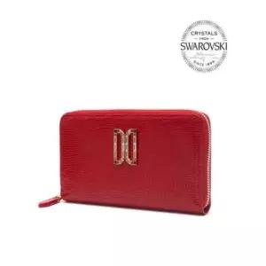 닥스 ALEXA 레드 가죽 스와르브스키 DD로고장식 지퍼돌이 장지갑 DCWA0F285