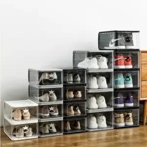 [생활] 투명 플라스틱 신발 정리대 슈즈 박스 조립식 저장함