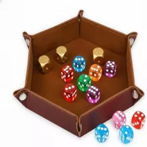 주사위 홀더 가죽 DND 케이스 접이식 트레이 던전 및 드래곤 보관 테이블 게임용