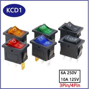 KCD1 보트 자동차 로커 스위치, AC ON-OFF ON, 250VAC, 6A, 10A, LED 조명, 220V