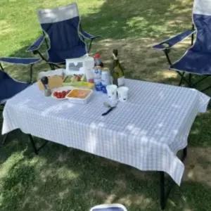 탁자 PVC 방수 테이블보 6인용 체크브라운 방수식탁보