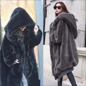 여자겨울자켓 여성 겨울 퍼자켓 인조모피 후드 털코트 아우터 2색