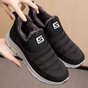 방한화 여성 가벼운 야외 조깅화 털 기모 슬립온