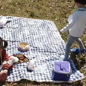 대형 체크무늬 방수 피크닉 매트 블루 대형 감성피크닉