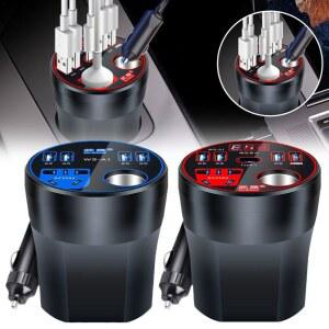 차량용 전원 인버터 C타입 다기능 충전기 소켓, 12V 24V ~ DC220V 컨버터, 120W