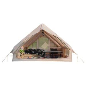 핸드 펌프가 장착된 풍선 캠핑 텐트, 6-8인용, 에어 글램핑 방수 및 방풍 블로우 업 메쉬 굴뚝 창문이 있는 사계절 옥스포드 캐빈 텐트.