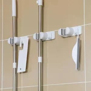 무타공 심플 청소도구 클립 홀더 부착형 다용도 정리 대걸레 밀대 빗자루 후크 벽걸이