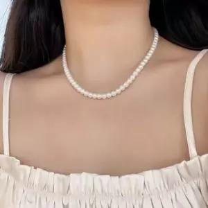 초커 진주목걸이 진주 주얼리 원석 비즈 네크리스 6mm