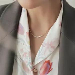 결혼식 담수진주 심플 길이조절 연장 도금 써지컬 18K