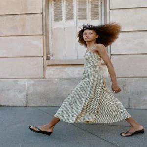 자라 ZARA 체크 스트랩 미디 원피스 - 노랑 인기상품 선물추천