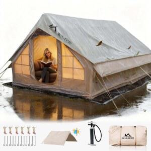 캠핑용 13피트 x 10피트 대형 풍선 텐트 8-10인용, 4시즌 동안 레인플라이, 방수 및 자외선 차단 기능이 있는 텐트, 야외 스토브 잭이