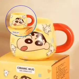 쌍문상회 짱구 라 손잡이 세라믹 머그컵 460ml-오렌지