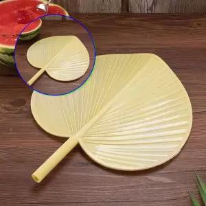 쌍문상회 손잡이 나뭇잎모양 휴대용 다용도 왕부채 대형