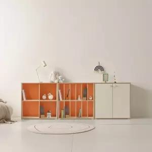 가구산책 2단 오픈 책장 도어 수납장 세트 2400 H7274(착불)