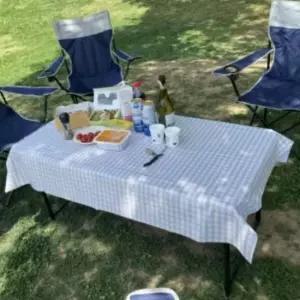 캠핑 PVC 방수 테이블보 4인용 체크브라운 방수식탁보
