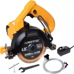 파워텍 4.5인치 휴대용 타일 톱 ？ 12Amp/1400W 모터 습식/건식 절단 조절 가능한 급수 시스템 GFCI 플러그