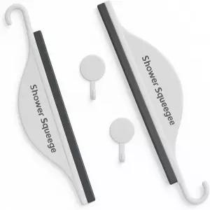 유리문용 미니 샤워 스퀴지 - 고무 칼날과 타일 벽 거울 주방 싱크대용 후크가 있는 소형 핸디 욕실 조리대