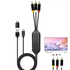 ECDREAM USB C에서 RCA 케이블 어댑터 6피트 유선 타입-C에서 화면 미러링(USB A C 충전) 남성에서 3피트
