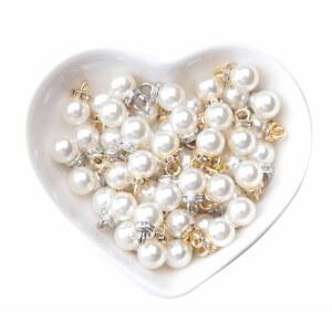 라인스톤이 있는 주얼리 구슬 실버 우아한 팔찌 제작 진주 귀걸이 빈티지 모조 8MM 25개 골드 액세서리 DIY 펜던트 매력 목걸이 인조 루와도 댕글