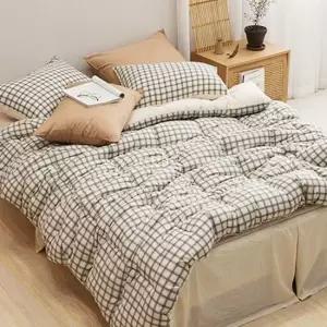 간절기이불 가을 체크이불 SS 이불패드세트 브라운
