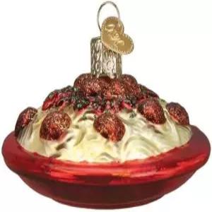 구세계 크리스마스 스파게티와 미트볼 블로우 글래스 2020 트리 장식을 위한 독특한 장식품