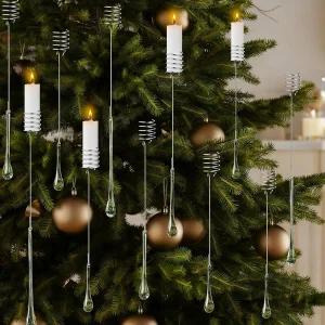 Zilini 21 트리 빈티지 전통 금속 캔들 홀더용 크리스마스 홀더 유리 눈물방울 장식 레트로 크리스천 불꽃