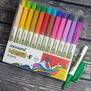 문구반점 모나미 중간글씨용 유성마카-네임펜 Fine 24색 1mm