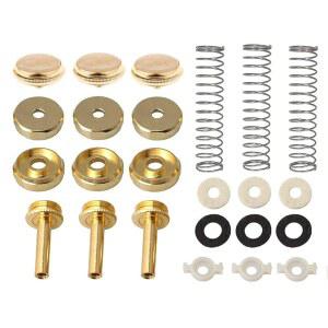 투오렌 트럼펫 밸브 시스템 교체 부품에는 핑거 포함됩니다 스프링 악기 가이드 24pcs 펠트 액세서리 버튼 캡 골드가 와셔 세트