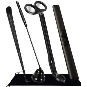 4 IN 1 캔들 윅 트리머, (블랙) 스너퍼, 휴대용 제작 커터 전기 라이터 충전식, 액세서리 커터, 가방 키트, 애호가용 선물용