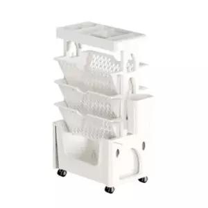 이동식 트롤리 책꽂이 다용도 서류 수납 선반 화이트