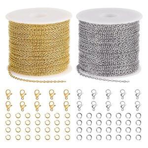 점프 링과 랍스터 걸쇠로 스테인리스 스틸 크로스 체인을 대량으로 만드는 주얼리용 65.6피트 체인 2롤링