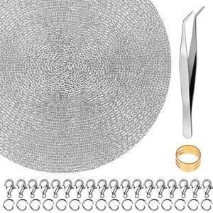 주얼리 제작을 위한 50피트 스테인리스 스틸 체인, 100개의 점프 링이 있는 아네즈 체인 벌크 소형 금속