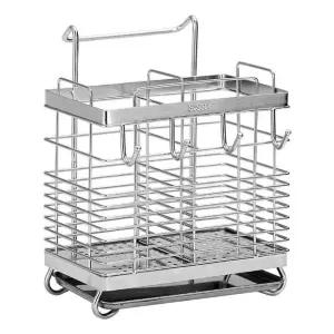 다용도 물빠짐 스텐 수저통 부착형 사각 정리함형 꽂이 보관함 도수납 주방 솔루션 빠짐함 용품 조리도구