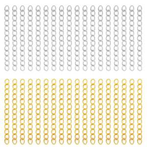 장신구 제작용 200Pc 체인 익스텐더, 목걸이, 팔찌, 발찌, 열쇠고리용 실버 및 골드 익스텐션 테일 - 탈착