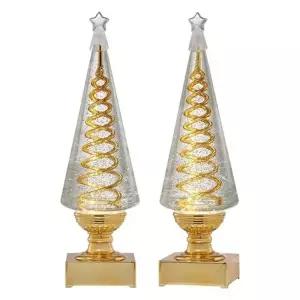 LED 크리스마스 트리 워터글로브 2개 골드