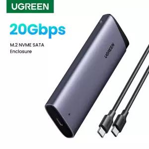 UGREEN 20Gbs M2 SSD 인클로저 NVME SATA 듀얼 프로토콜 M.2-USB C 어댑터는 PCIE NGFF 디스크용 8TB를
