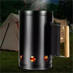 캠핑 차콜 스타터 숯 점화 바베큐 BBQ 숯불 착화기 불멍 화로대 숯불피우기 우드손잡이