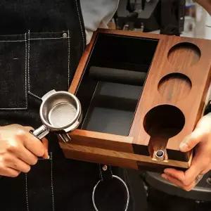 카페 수납함 포터필터 탬퍼 58mm 스테이션 받침대 넉박스 월넛 유니버셜