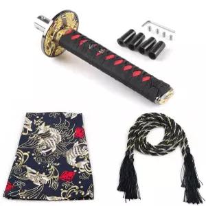 다이노 레이싱 유니버설 JDM 카타나 사무라이 검 시프트 노브 시프터 200MM 먼지 커버 칼라 어댑터 포함