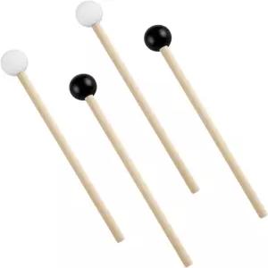 RUIFUU 4개 텅 드럼 망치 실로폰 글로켄슈필 6인치 고무 타악기 막대기 나무