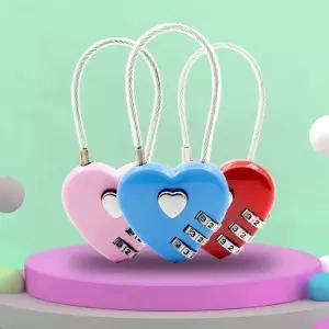 3단 자리 다이얼 비밀 번호 학교 독서실 사물함 서랍 하트 와이어 끈 자물쇠 M10775 J7