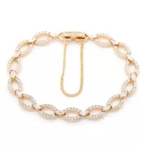 14K GP 큐빅 볼드 체인 골드 패션 팔찌