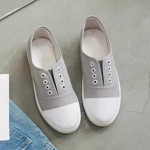 [모두모아]여성 하얀 끈없는 운동화 신발 보세 데이트 패션화 학생여행패션 학생운동화패션 켄버스화끈없는
