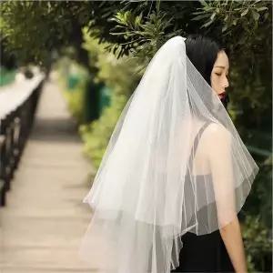 하프 면사포 셀프웨딩 촬영소품 베일 2겹